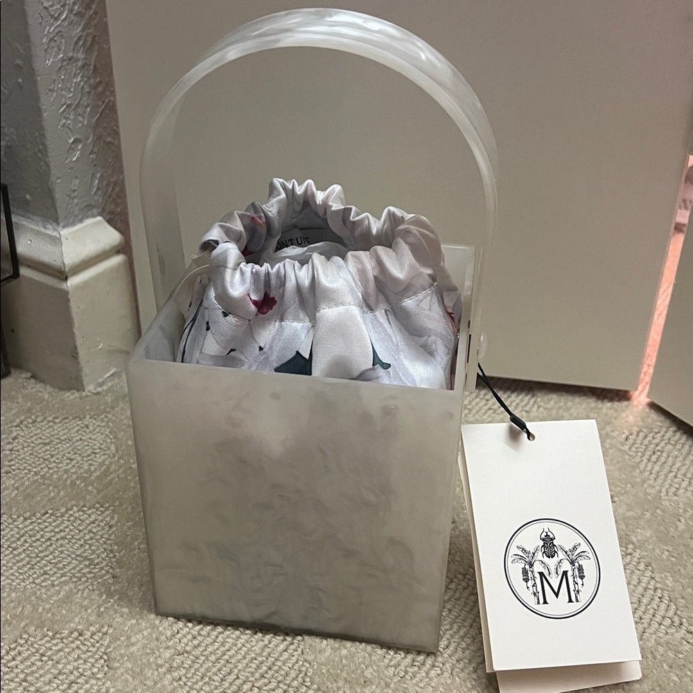 NEW Montunas Stelis Acrylic and Silk-Satin Box Tote